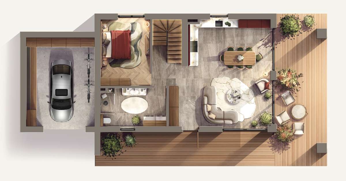 Forest Villa illustrated floor plan, ground level