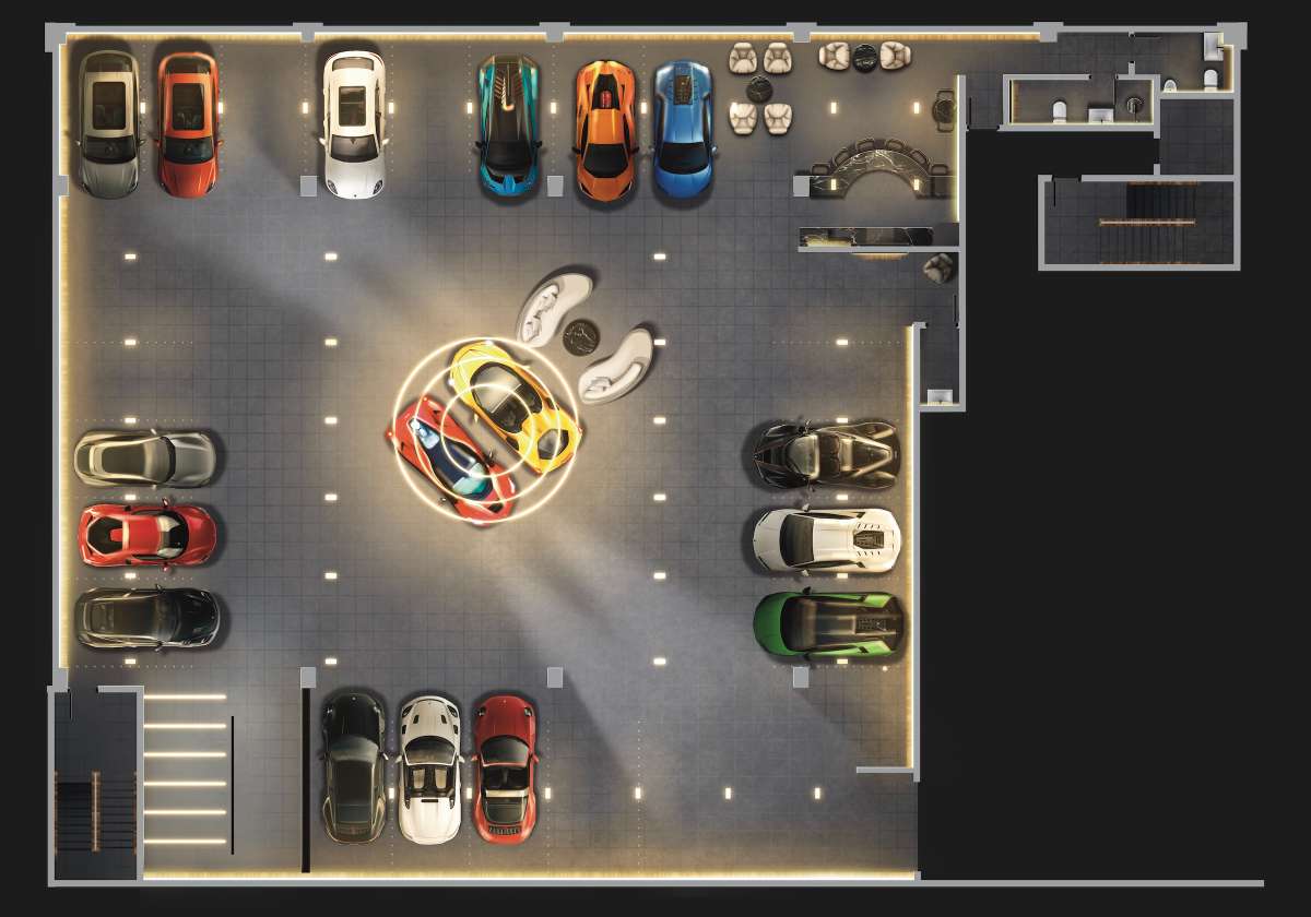 Luxury car vault illustrated floor plan