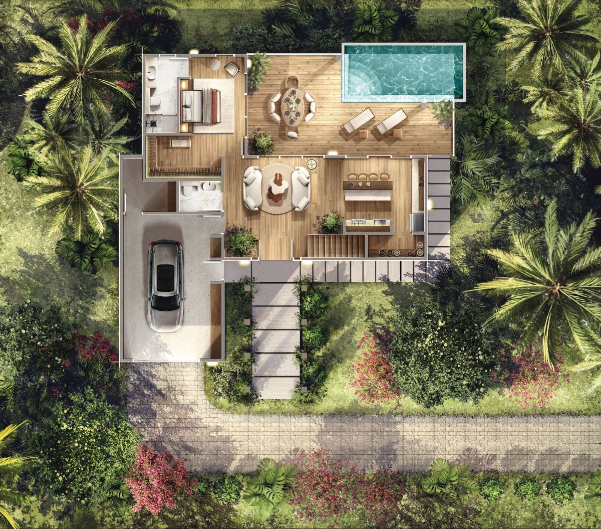 Tropical Villa landscaped site plan