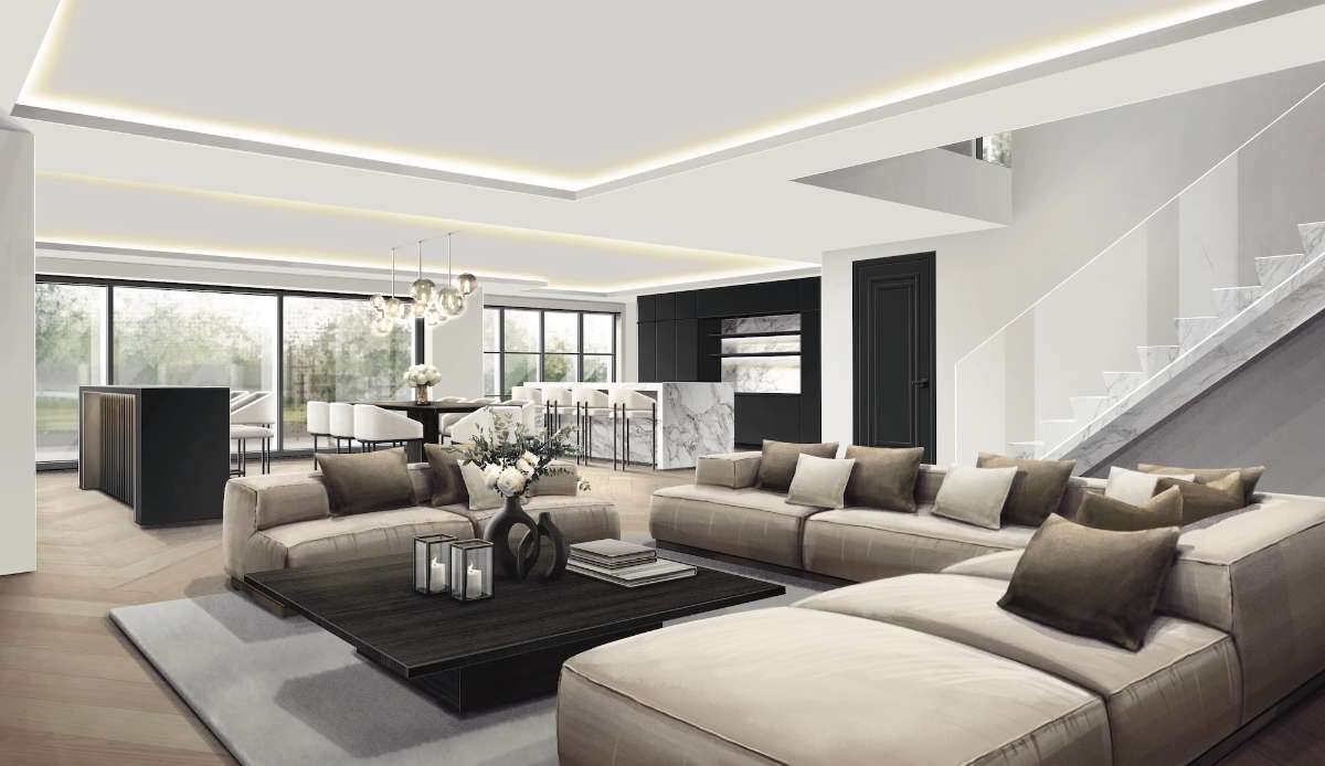 Woodland Residence open-plan living and dining