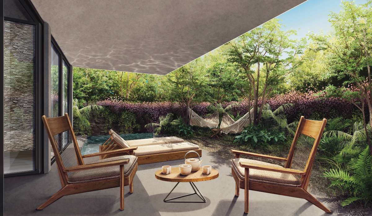 Xexén & Xakáh shaded garden lounge
